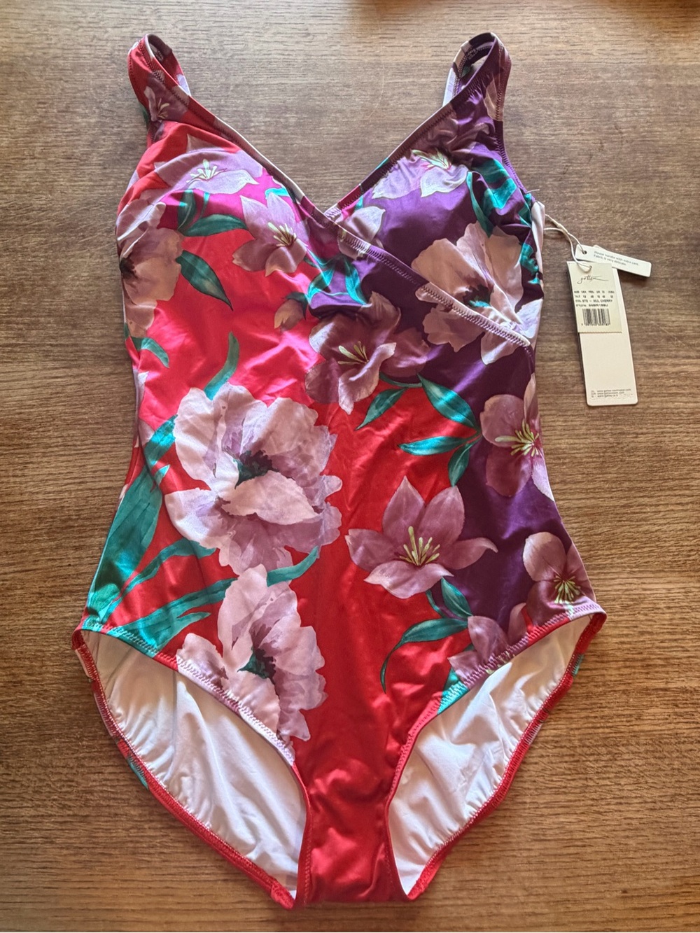 Gottex Red & Purple Floral One-Piece Swimsuit